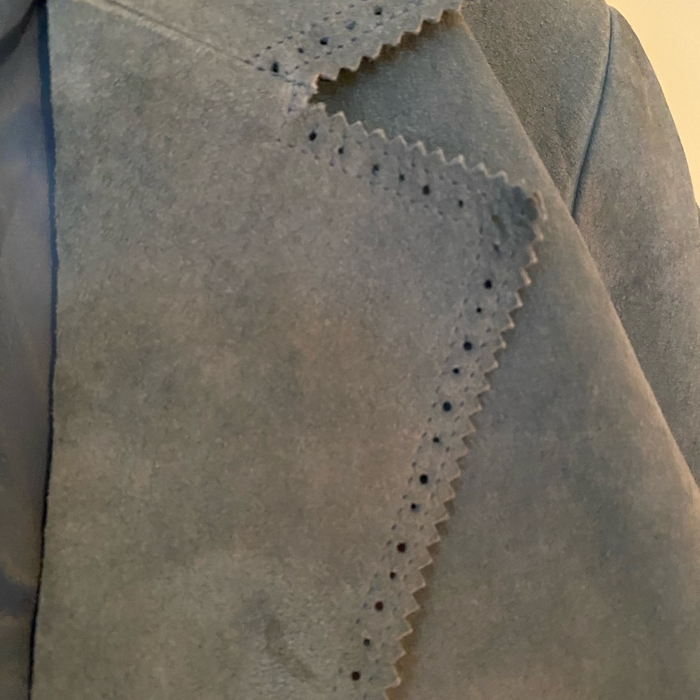 Vintage Bernardo Women's Blue Suede Jacket - Picture 2 of 4